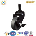 Discout price high quality threaded stem PU axle brake Caster